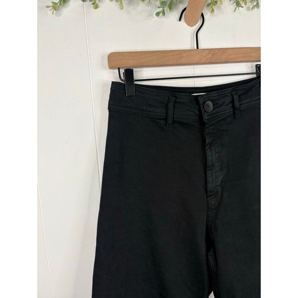 Zara Black High Rise Wide Leg Jeans Size 8 Raw Hem - Picture 4 of 8